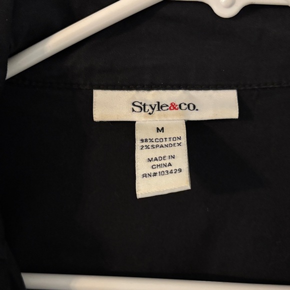 Style & Co Black Utility Jacket Size M Zip Snap Front Cotton Blend - Picture 3 of 6